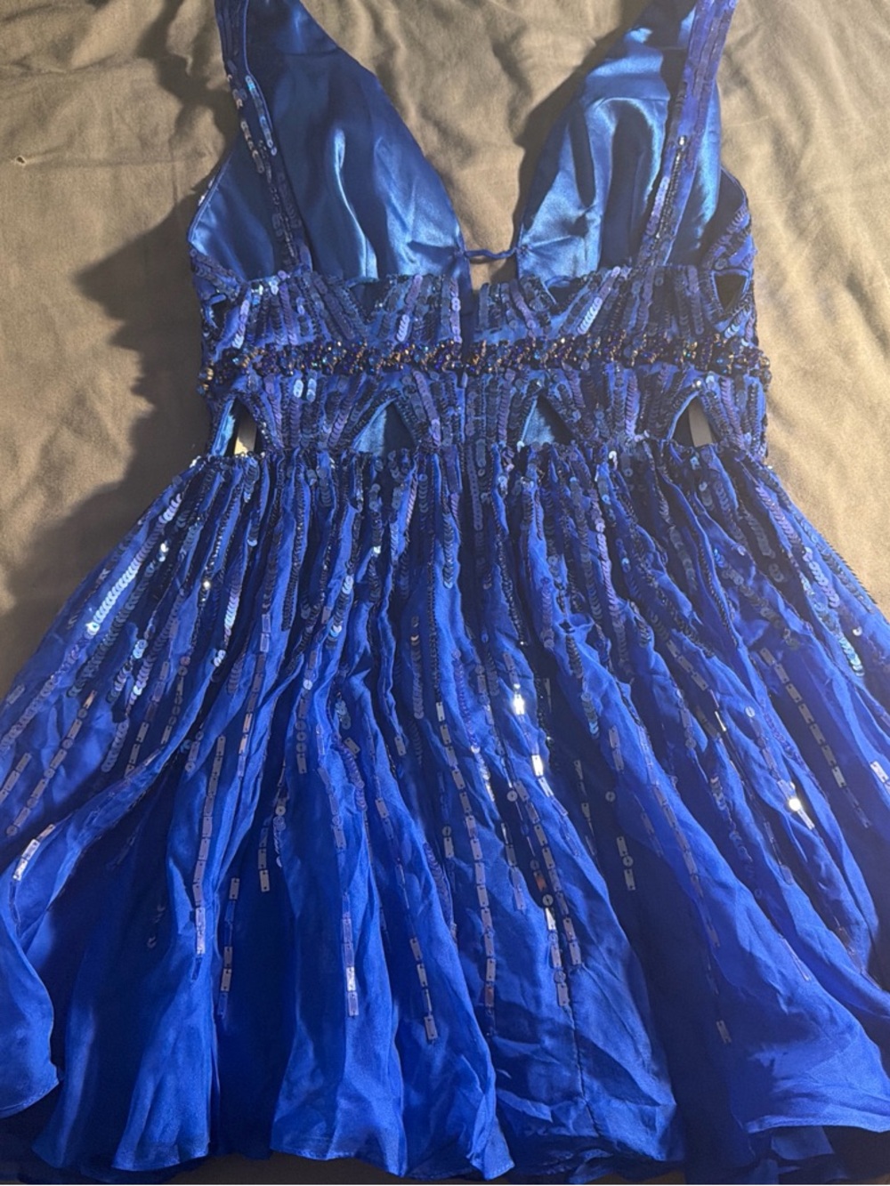 Jovani Royal Blue Sequin Party Mini Dress